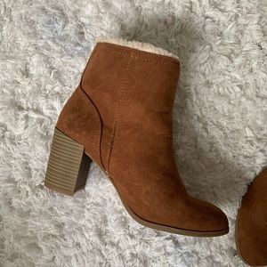 Brown Suede Chunky Heel Booties - Target